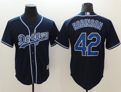 Dodgers #42 Jackie Robinson Navy Blue New Cool Base Stitched MLB Jersey